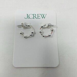 J Crew Womens One Size Dainty Dottie Beaded Hoop Earrings in Silver BL543 FLAW